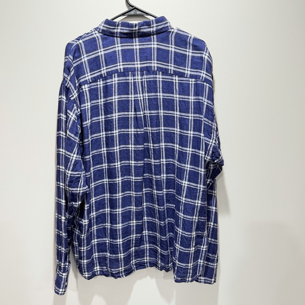 Peter Millar Men's Size XXL‎ Blue Plaid 100% Linen Button Up Long Sleeve Shirt - Picture 13 of 13